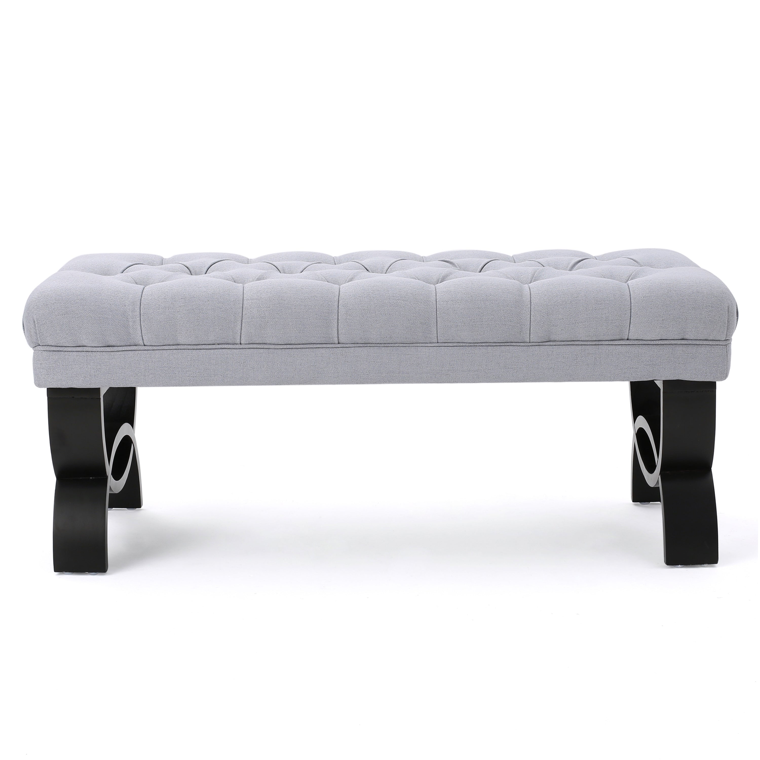 41" Hilton Sleek Ottoman Bench, Light Gray