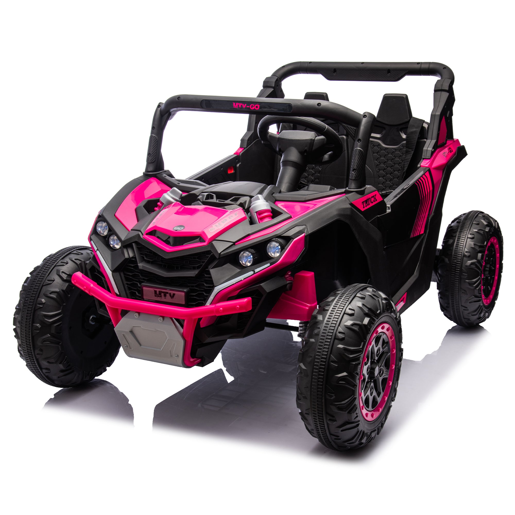 🆓🚛 24V Two-Seater Kids Ride On UTV W/Parents Remote Control, Four-Wheel Suspension, Slow Start, Large wheel design, Anti-collision bar, Storage space, Music, USB, Bluetooth, Volume control, LED lights for Kids 3+.