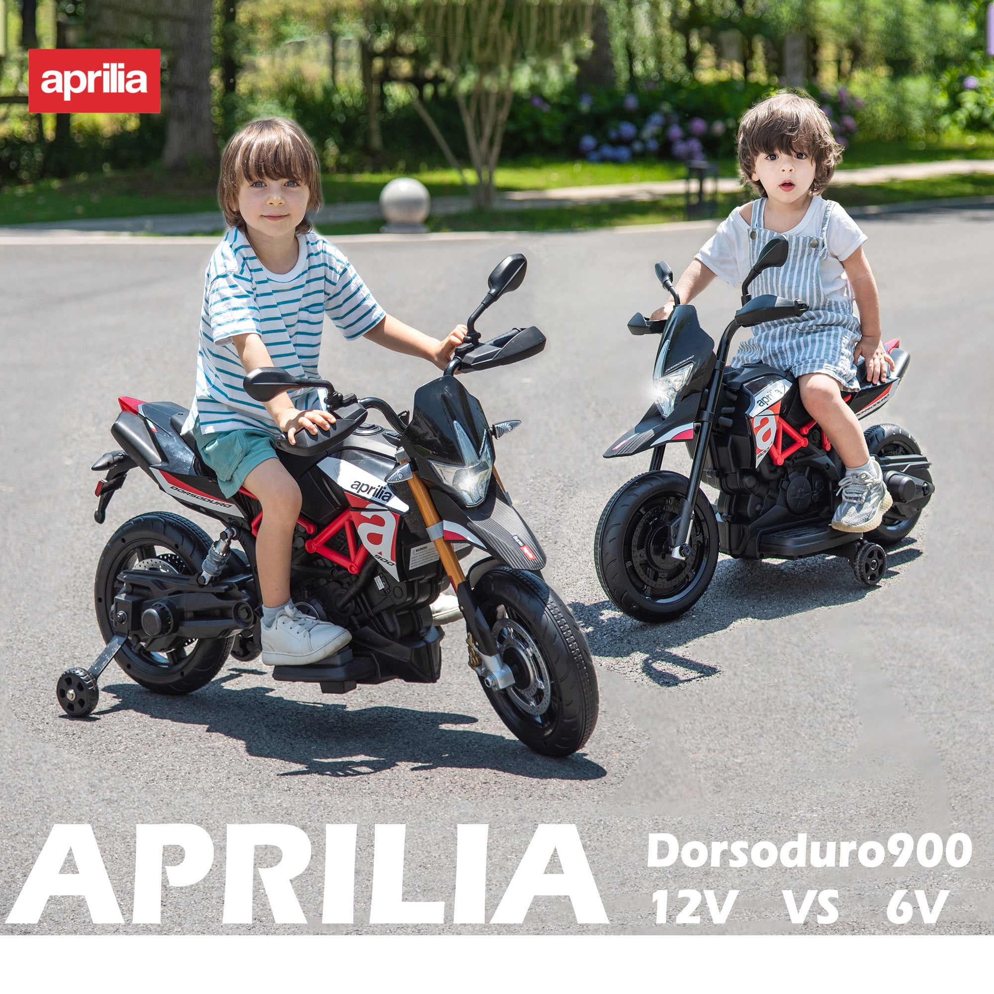 🆓🚛 Licensed Aprilia Electric Motorcycle, 6V Kids Motorcycle, Ride On Toy W/Training Wheels, Led Lights, Sounds & Music, Battery Powered Dirt Bike for Boys & Girls, Red