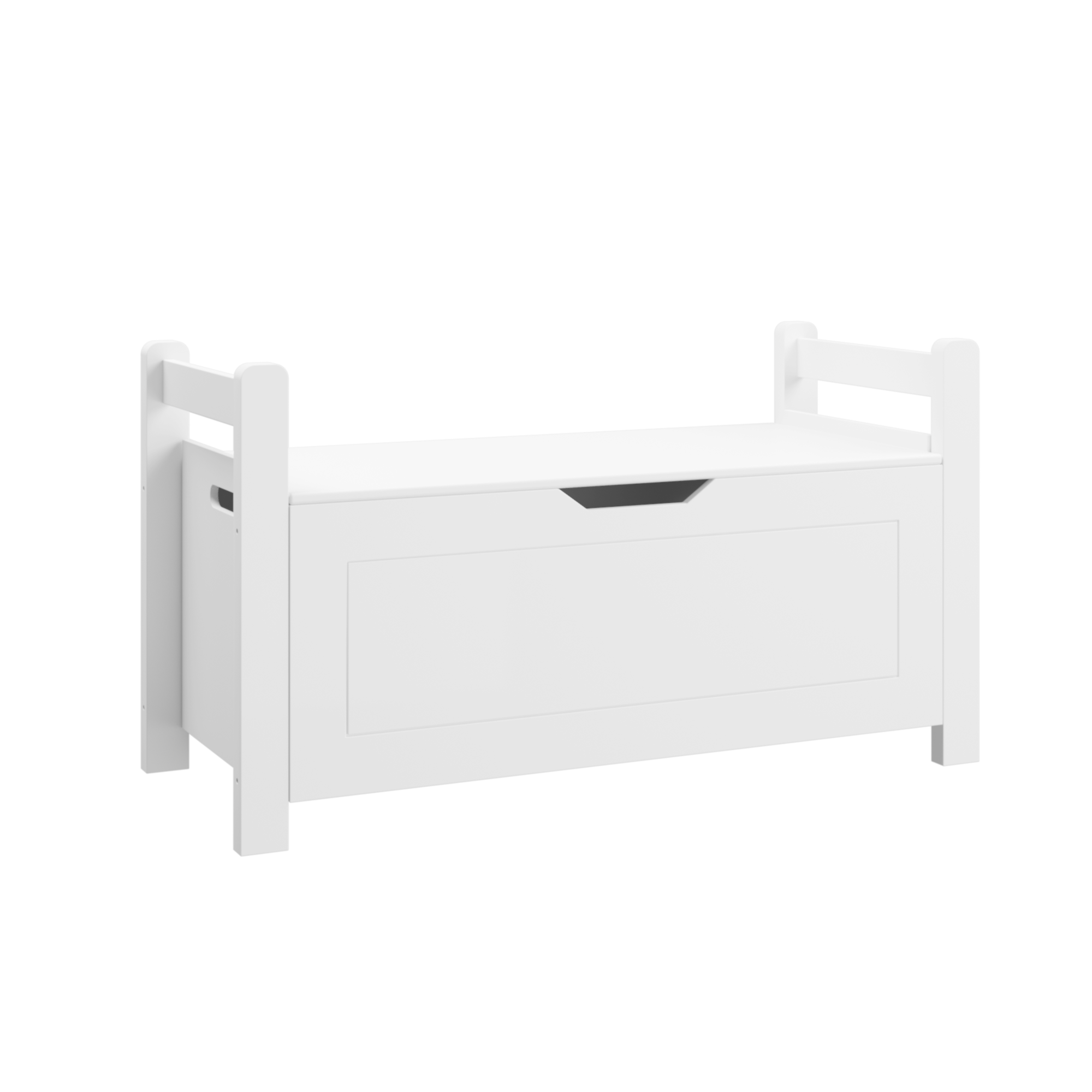 Kids Toy Box Chest, White MDF Storage Trunk with Flip-Top Lid and Safety Hinge for Nursery or Playroom