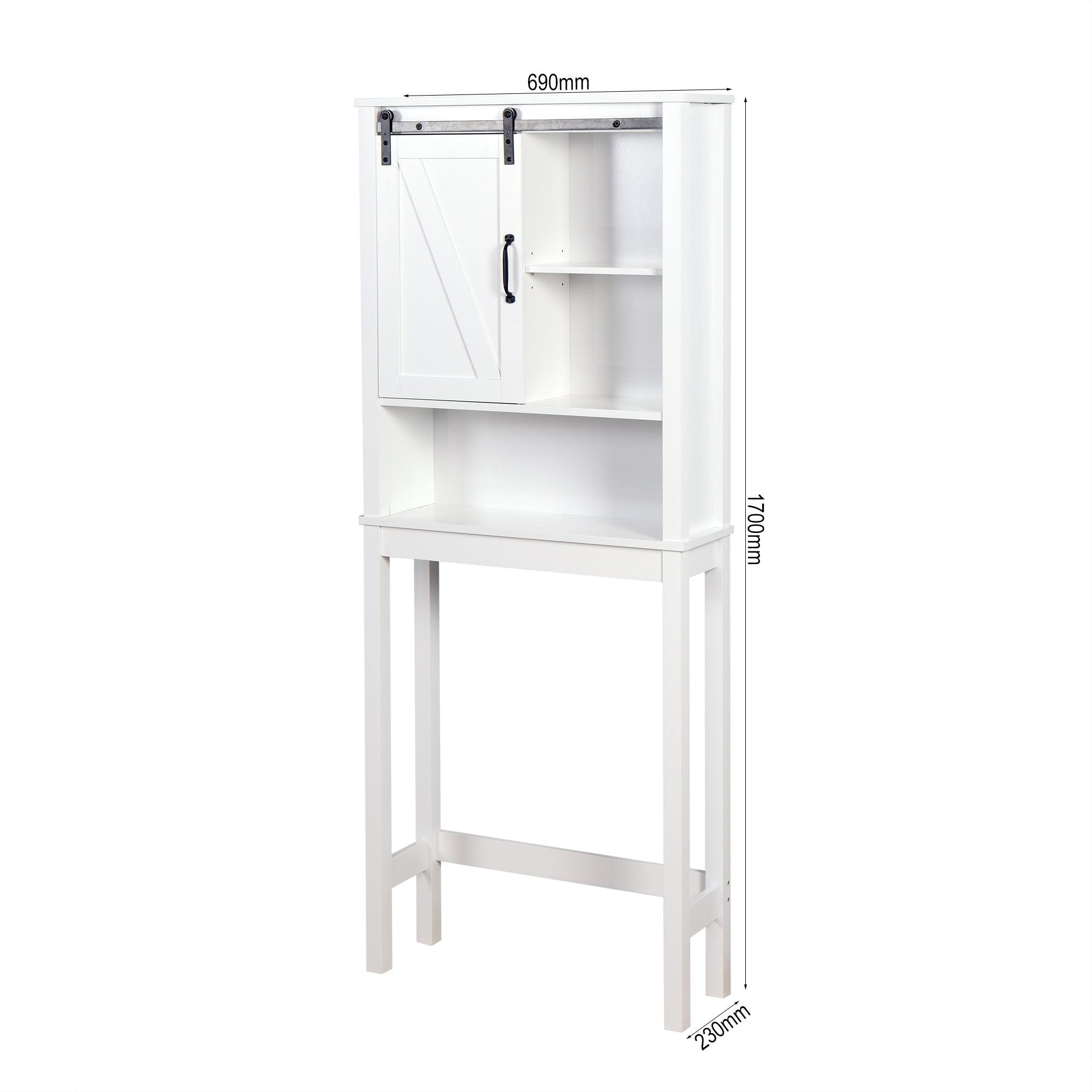 🆓🚛 Over-The-Toilet Storage Cabinet, Space-Saving Bathroom Cabinet, With Adjustable Shelves & a Barn Door 27.16 X 9.06 X 67 Inch