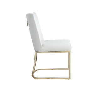 Dining Chairs, Velvet Upolstered Side Chair, Gold Metal Legs (Set of 2) - White