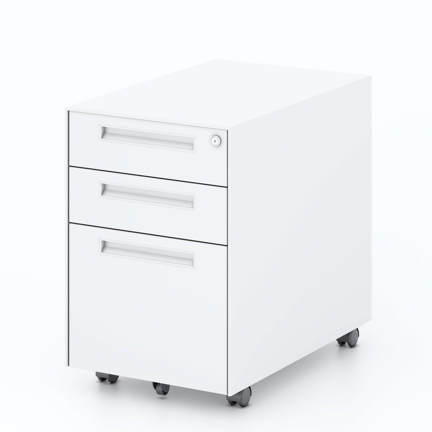 3 Drawer Metal Mobile Vertical Locking File Cabinet with Lock, Under Desk Rolling Filing Cabinets for for Home Office, Fully Assembled Except Wheels, Anti-Tilting Waterproof Moisture-Proof LamCham