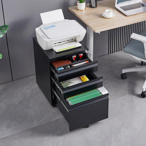 3 Drawer Under Desk Rolling Mobile File Cabinet W/ Lock & Wheels For Office LamCham
