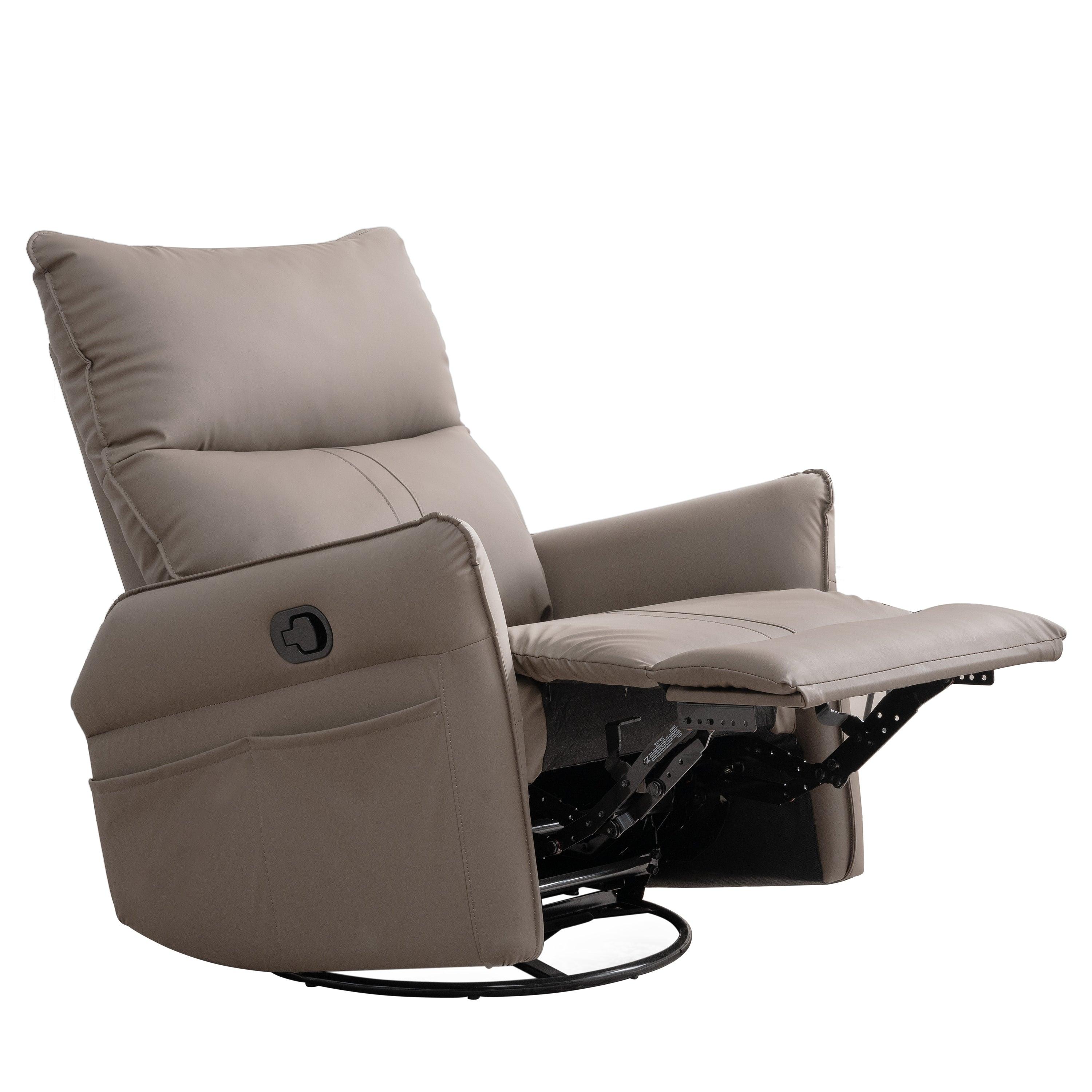 3-In-1 Swiveling, Rocking & Reclining Recliner Chair - Brown LamCham