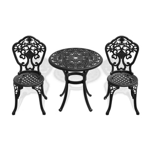 3-Piece Set Of Cast Aluminum Patio Furniture  With Black Frame LamCham