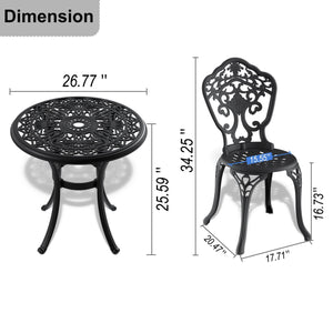 3-Piece Set Of Cast Aluminum Patio Furniture  With Black Frame LamCham