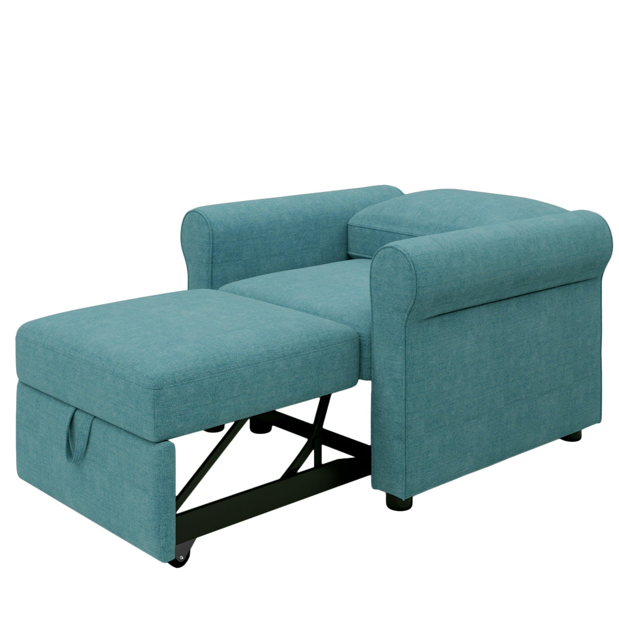 3-in-1 Sofa Bed Chair, Convertible Sleeper Chair Bed, Adjust Backrest Into a Sofa, Lounger Chair, Single Bed, Modern Chair Bed Sleeper for Adults, Teal LamCham