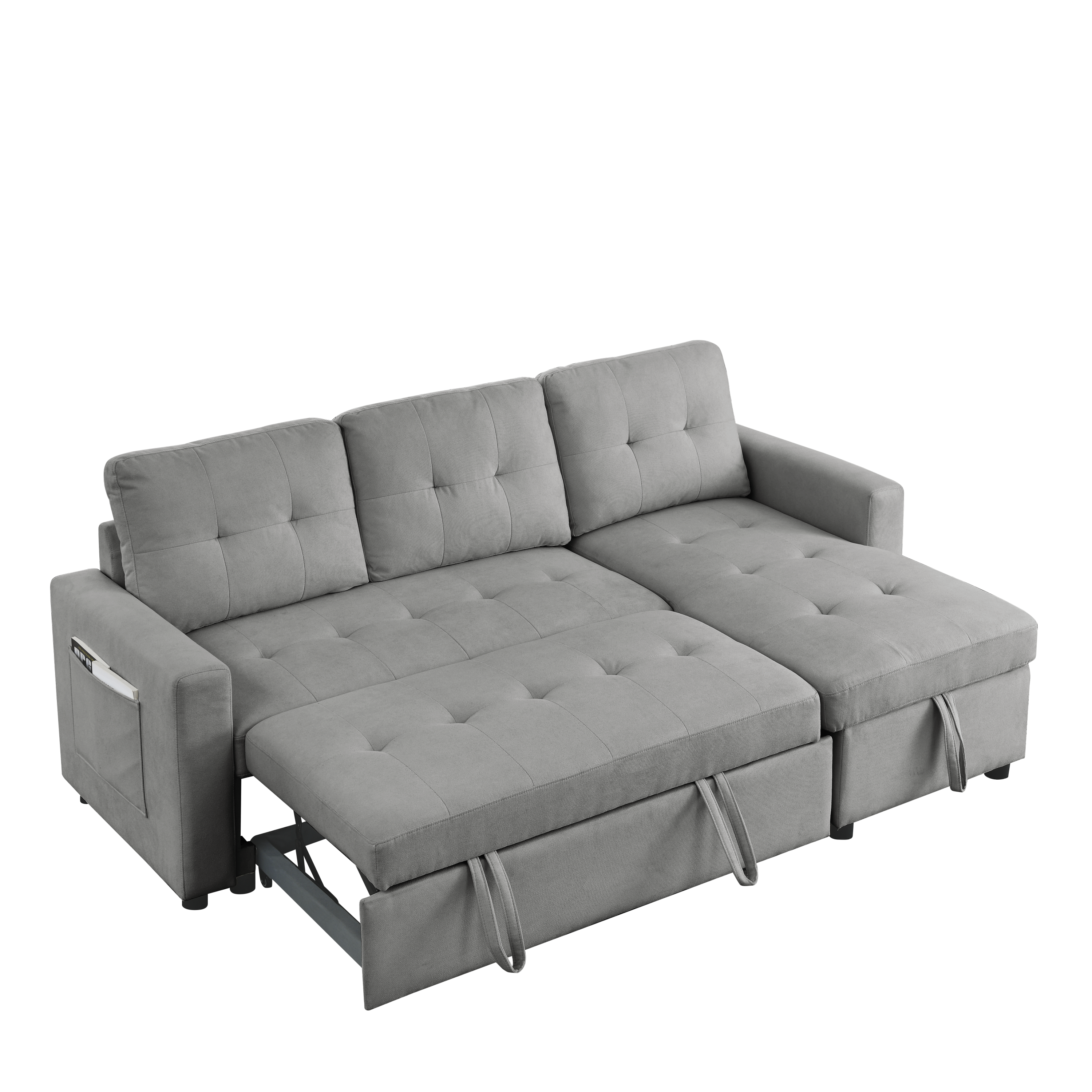 78.5" Sleeper Sofa Pull-Out Bed Chaise Reversible Sectional Couch for Small Space Living Room