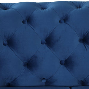40.5" Velvet Upholstered Accent Sofa, Modern Single Sofa Chair With Button Tufted Back, Modern Single Couch For Living Room, Bedroom, Or Small Space, Blue