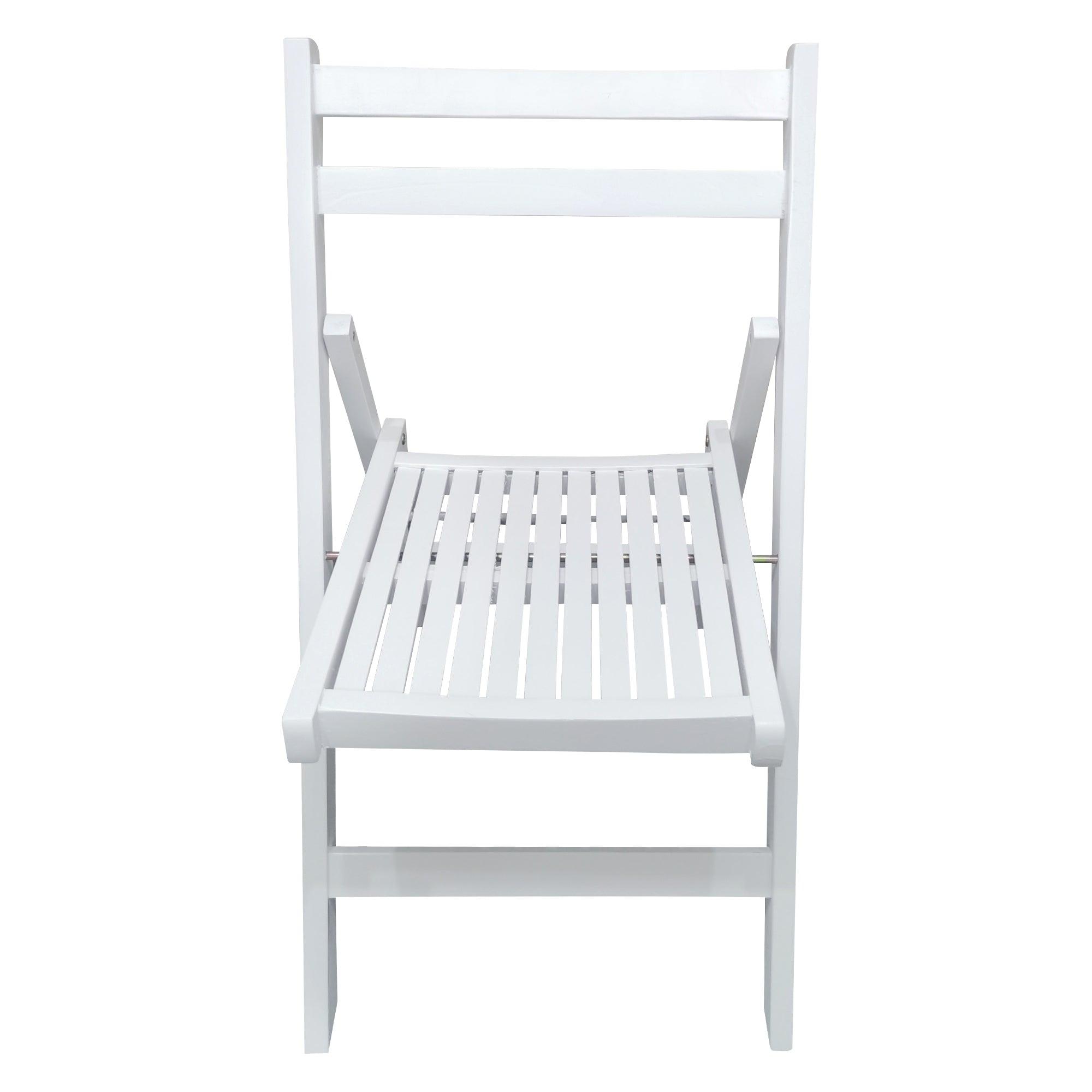 Furniture Slatted Wood Folding Special Event Chair - White, Set Of 4, FOLDING CHAIR, FOLDABLE STYLE