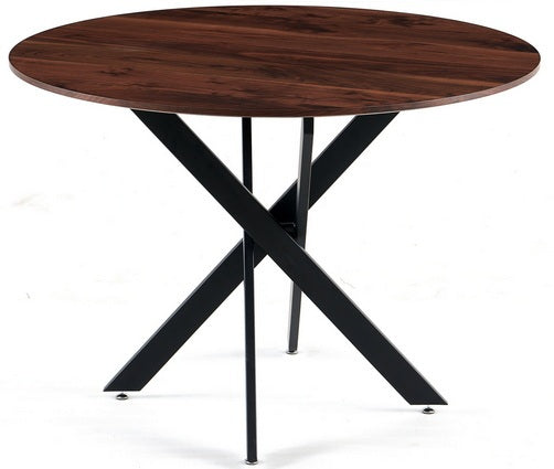 42.1" Black and Wood Color Table Mid-Century Dining Table for 4-6 People With Round Mdf Table Top, Pedestal Dining Table, End Table Leisure Coffee Table, Cross Leg