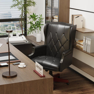 330LBS Executive Office Chair, Ergonomic Design High Back Reclining Comfortable Desk Chair - Black LamCham