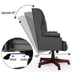 330LBS Executive Office Chair, Ergonomic Design High Back Reclining Comfortable Desk Chair - Black LamCham