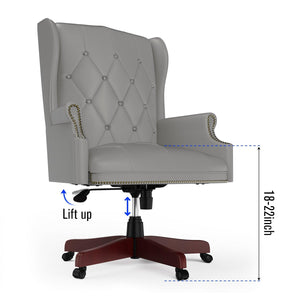 330LBS Executive Office Chair, Ergonomic Design High Back Reclining Comfortable Desk Chair - Grey LamCham