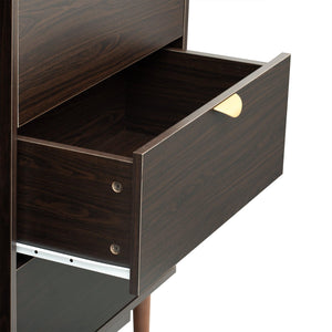 Featured Two-door Storage Cabinet with Three Drawers and Metal Handles , Suitable for Corridors, Entrances, Living rooms, and Study