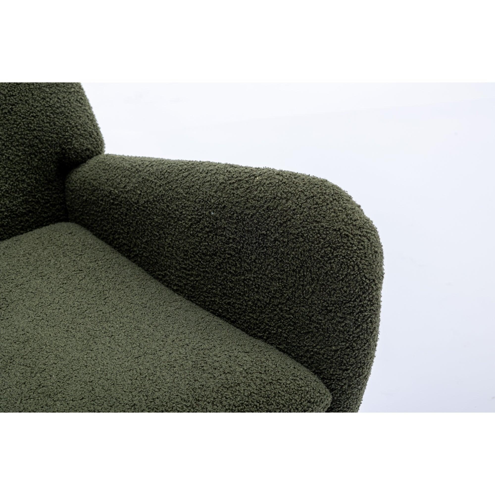 35.5 Inch Rocking Chair, Soft Teddy Velvet Fabric Rocking Chair For Nursery, Comfy Wingback Glider Rocker With Safe Solid Wood Base For Living Room Bedroom Balcony (Dark Green) LamCham