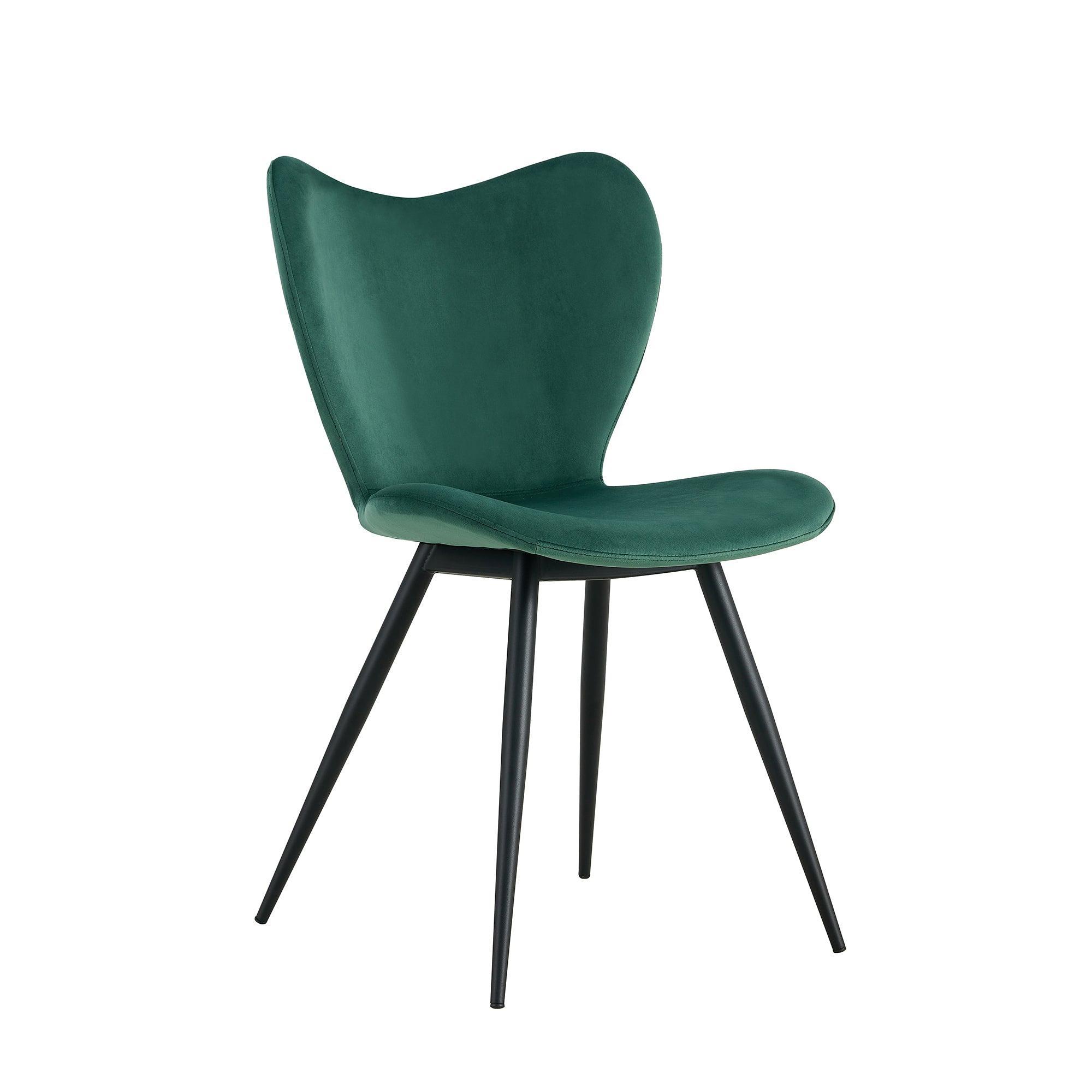 Dining Chairs Set Of 2, Dark Green Velvet  Chair Modern Kitchen Chair With Metal Leg