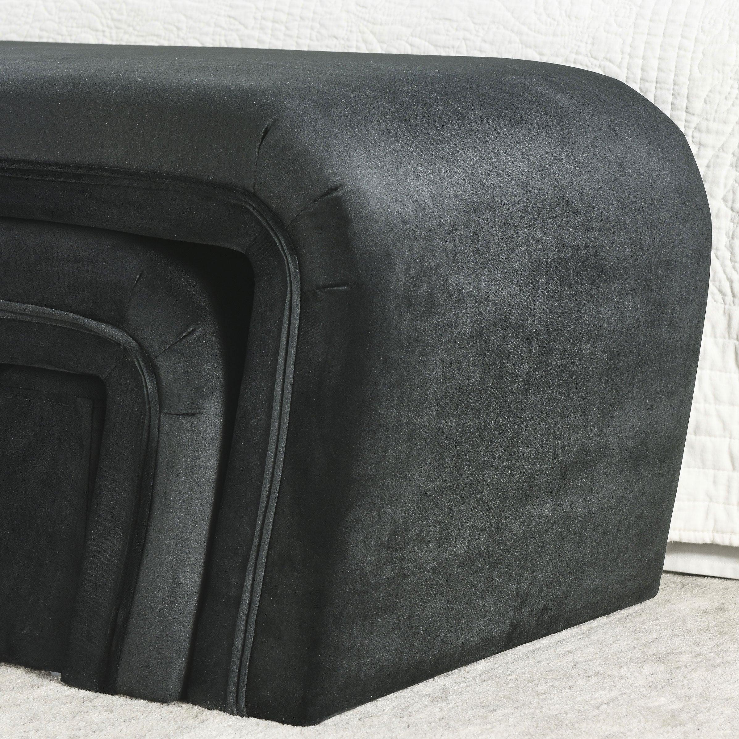 46" W Modern Contemporary Upholstered Nesting Bench, Including Four Nesting Benches, Velvet