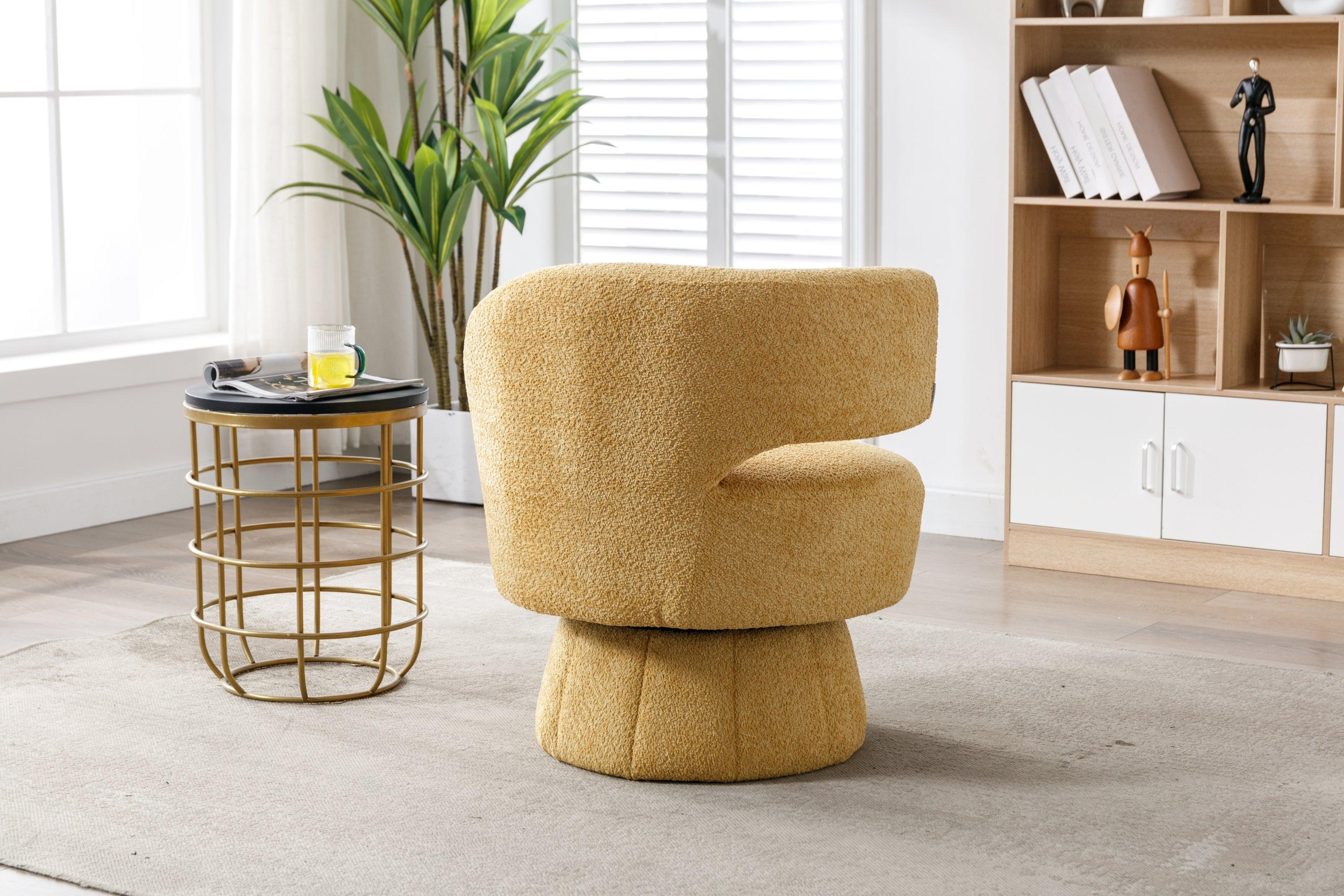 360 Degree Swivel Cuddle Barrel Accent  Chairs, Round Armchairs with Wide Upholstered, Fluffy  Fabric Chair for Living Room, Bedroom, Office, Waiting Rooms LamCham