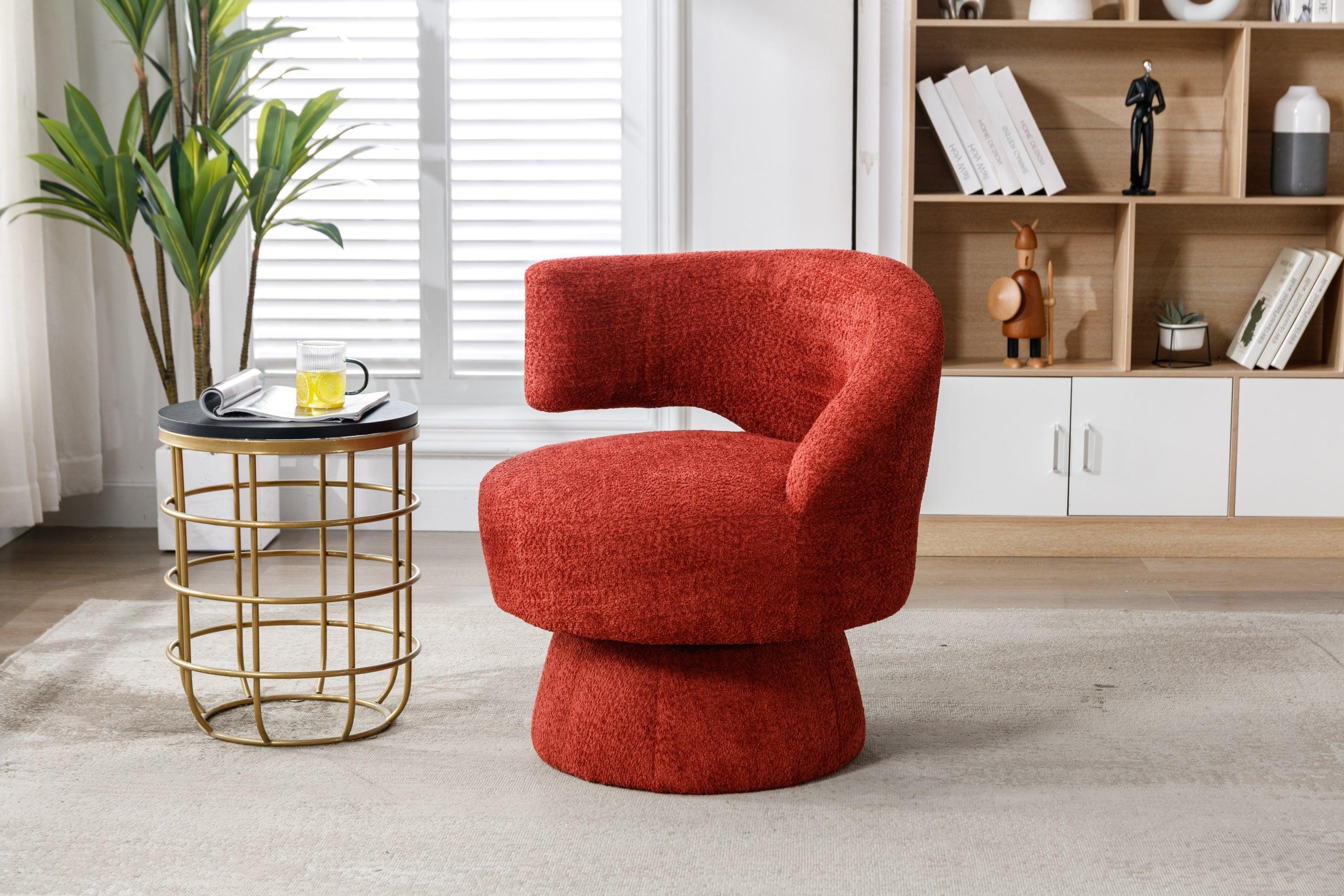 360 Degree Swivel Cuddle Barrel Accent  Chairs, Round Armchairs with Wide Upholstered, Fluffy  Fabric Chair for Living Room, Bedroom, Office, Waiting Rooms LamCham