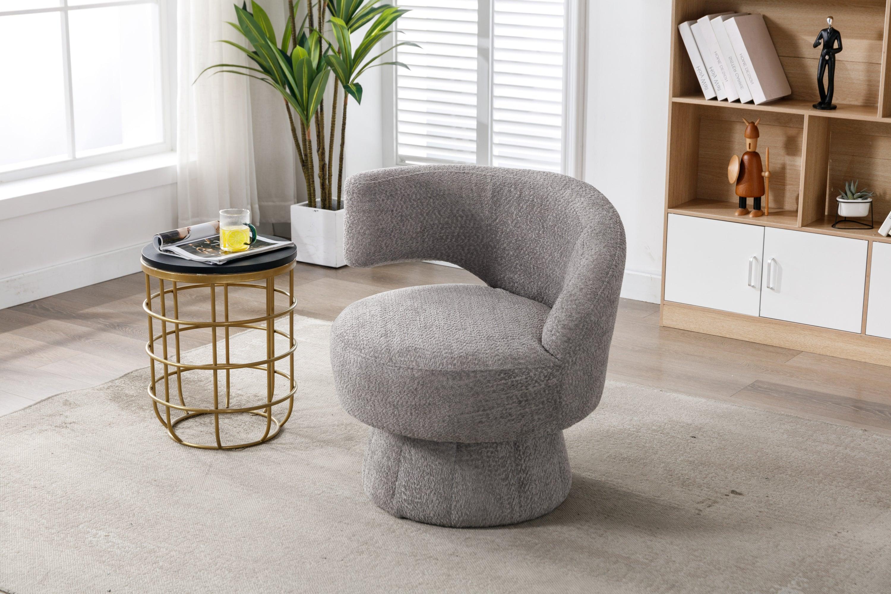 360 Degree Swivel Cuddle Barrel Accent  Chairs, Round Armchairs with Wide Upholstered, Fluffy  Fabric Chair for Living Room, Bedroom, Office, Waiting Rooms LamCham