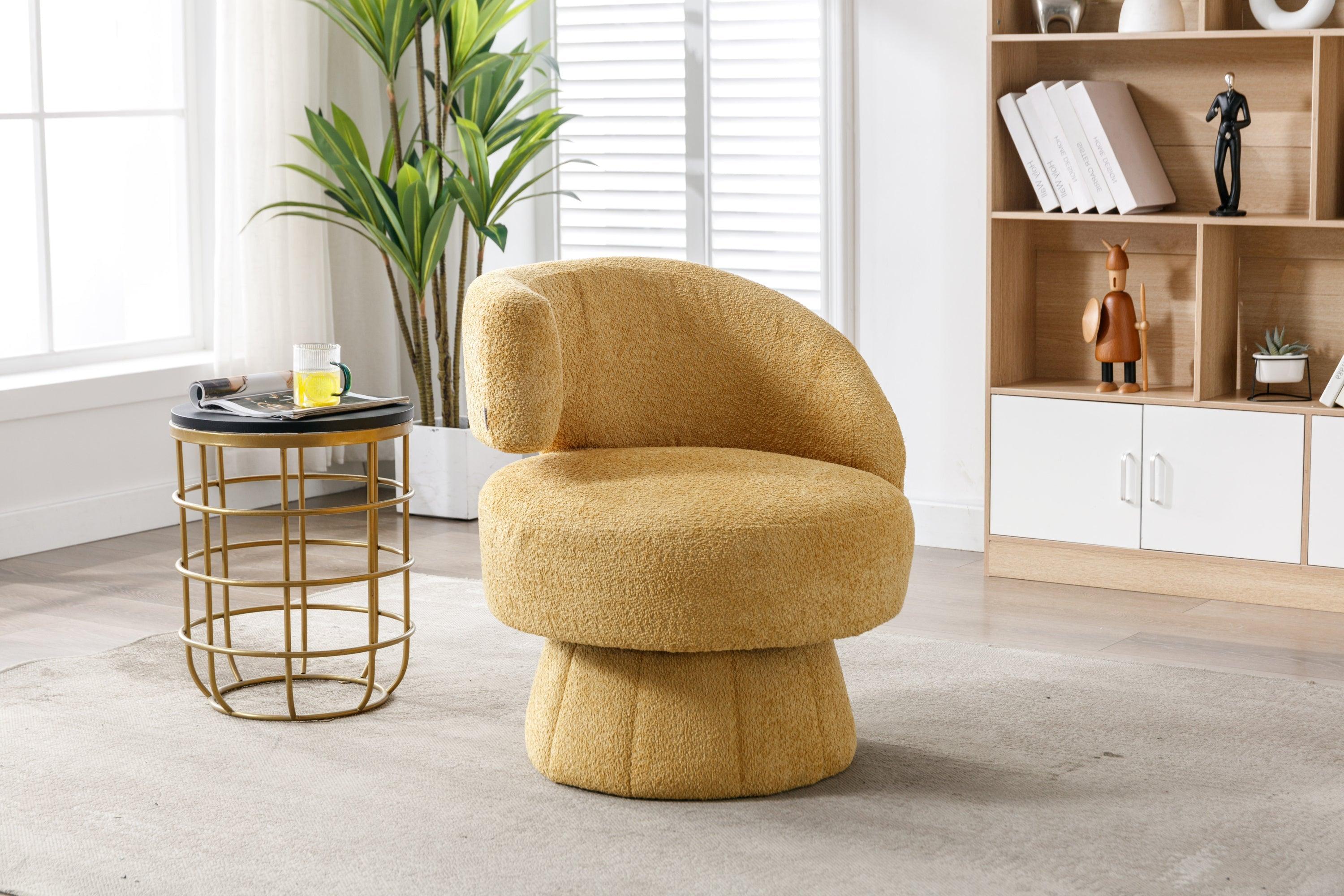 360 Degree Swivel Cuddle Barrel Accent  Chairs, Round Armchairs with Wide Upholstered, Fluffy  Fabric Chair for Living Room, Bedroom, Office, Waiting Rooms LamCham