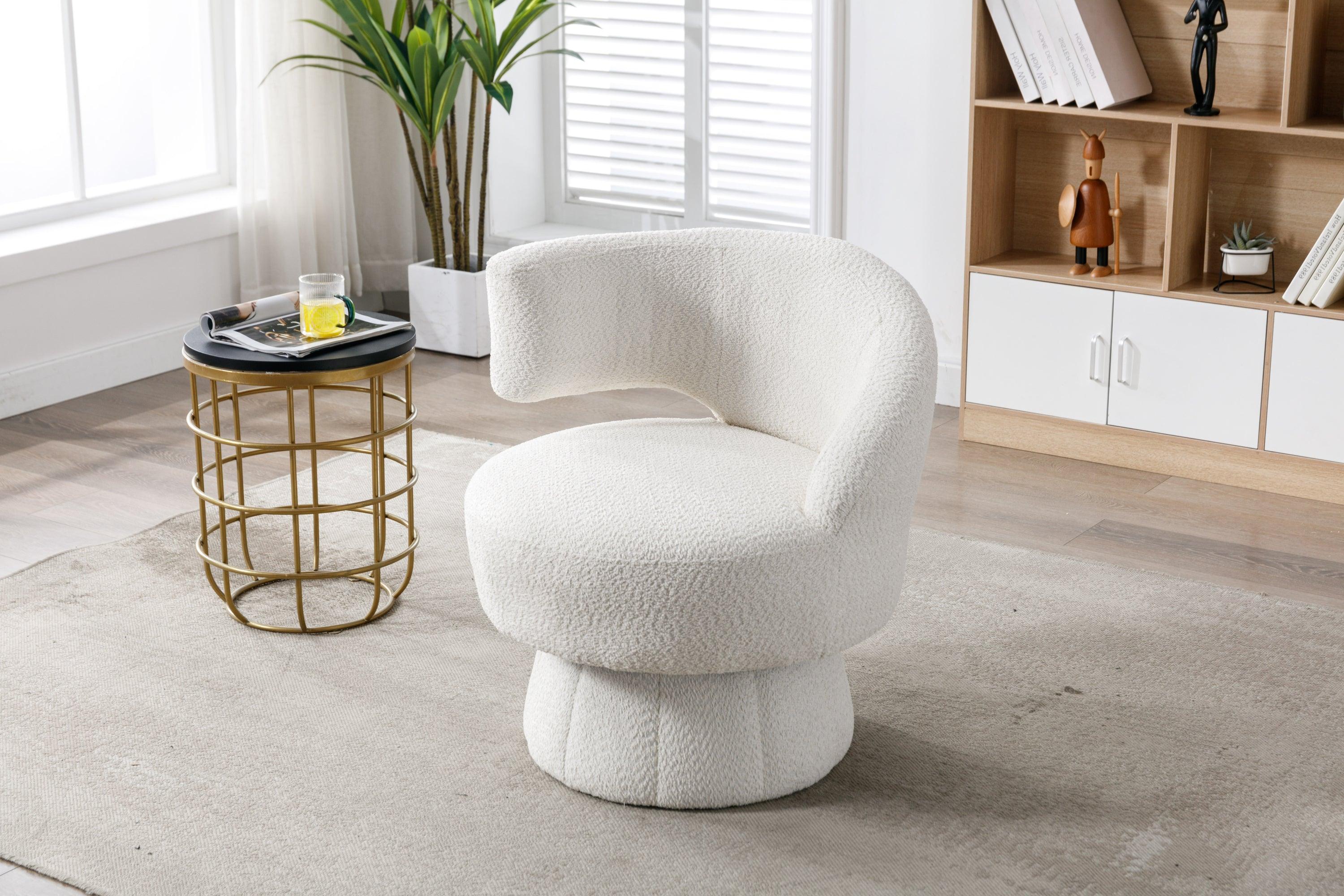360 Degree Swivel Cuddle Barrel Accent  Chairs, Round Armchairs with Wide Upholstered, Fluffy  Fabric Chair for Living Room, Bedroom, Office, Waiting Rooms LamCham