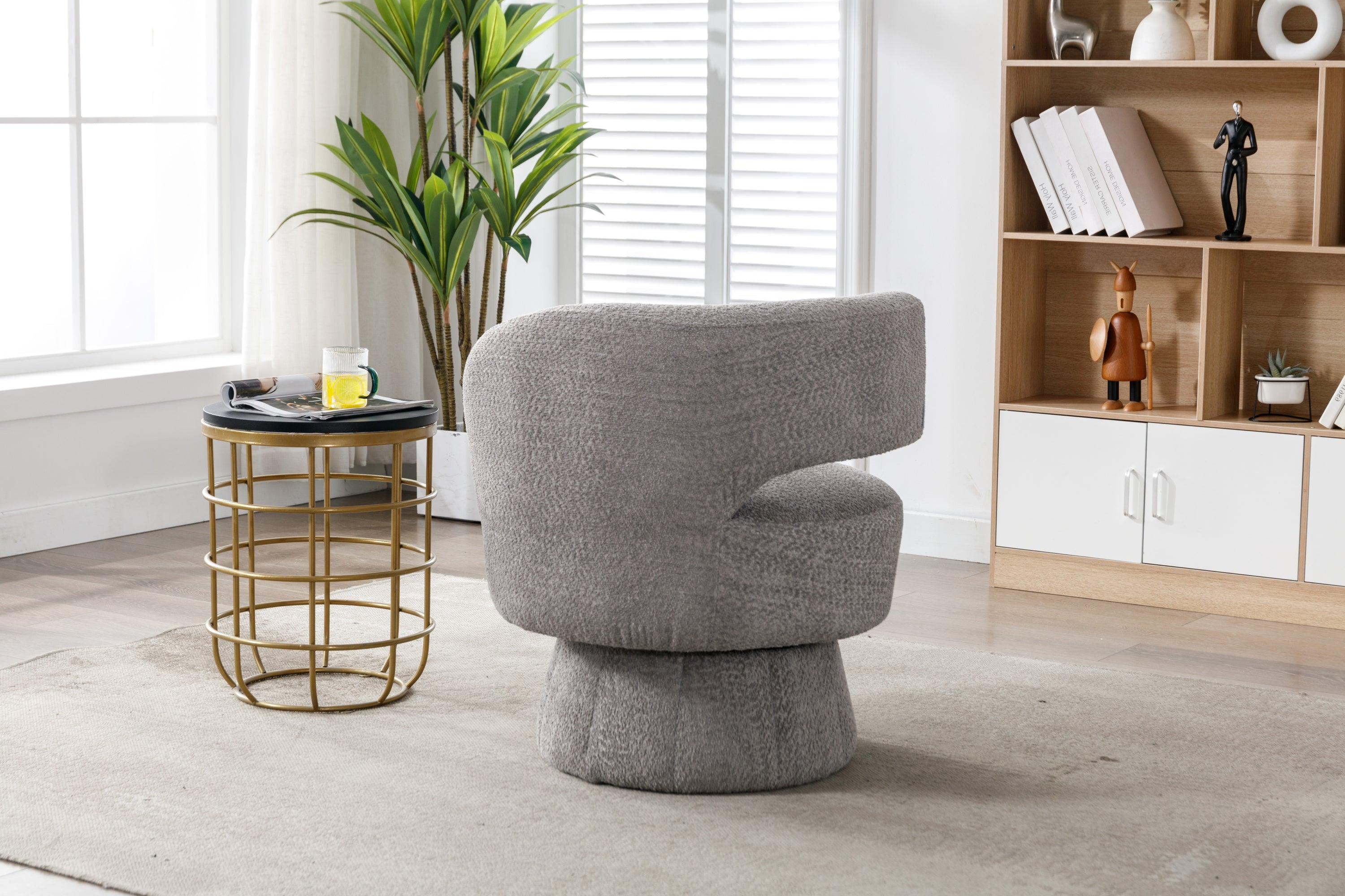 360 Degree Swivel Cuddle Barrel Accent  Chairs, Round Armchairs with Wide Upholstered, Fluffy  Fabric Chair for Living Room, Bedroom, Office, Waiting Rooms LamCham