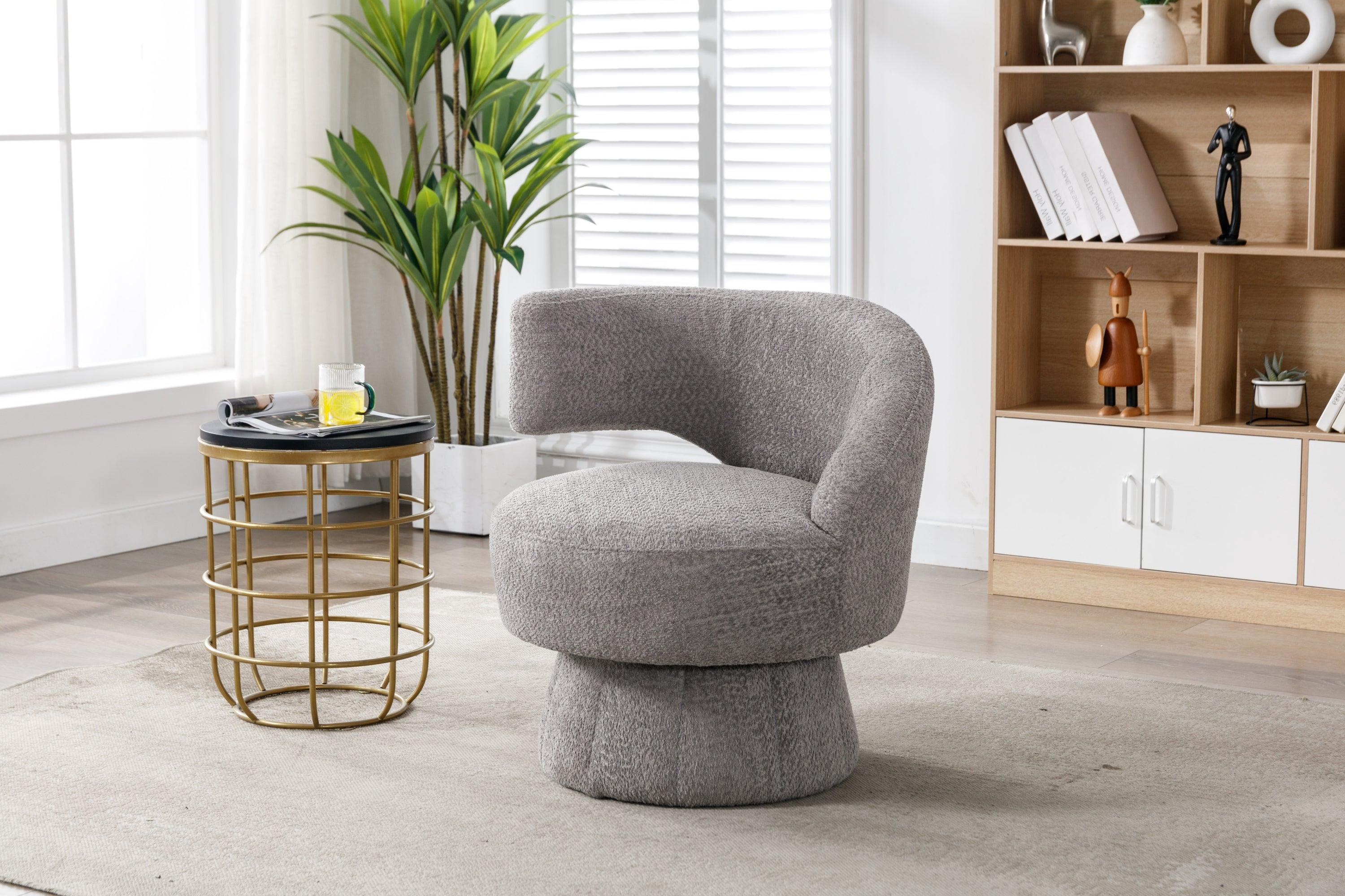 360 Degree Swivel Cuddle Barrel Accent  Chairs, Round Armchairs with Wide Upholstered, Fluffy  Fabric Chair for Living Room, Bedroom, Office, Waiting Rooms LamCham