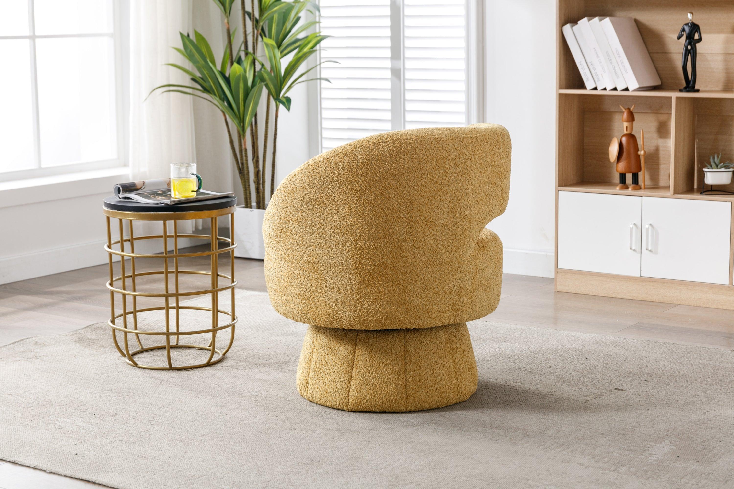 360 Degree Swivel Cuddle Barrel Accent  Chairs, Round Armchairs with Wide Upholstered, Fluffy  Fabric Chair for Living Room, Bedroom, Office, Waiting Rooms LamCham