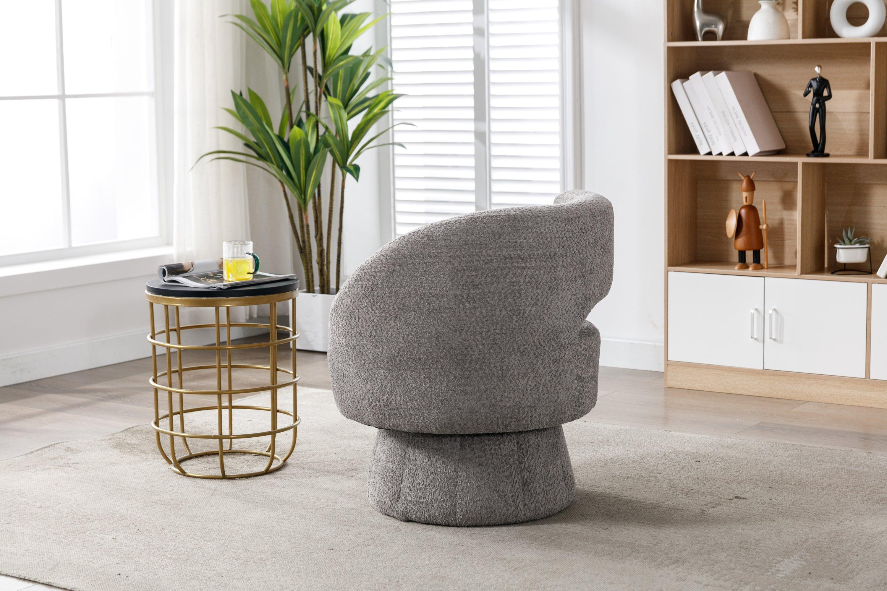 360 Degree Swivel Cuddle Barrel Accent  Chairs, Round Armchairs with Wide Upholstered, Fluffy  Fabric Chair for Living Room, Bedroom, Office, Waiting Rooms LamCham