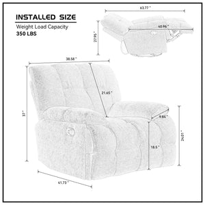 360 Degree Swivel Manual Antiskid Fabric Single Sofa Heavy Duty Reclining Chair for Living Room, Cream LamCham