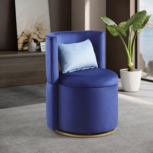 360° Swivel Accent Chair with Storage Function, Velvet Curved Chair with Gold Metal Base for Living Room, Nursery, Bedroom LamCham