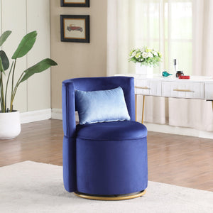 360° Swivel Accent Chair with Storage Function, Velvet Curved Chair with Gold Metal Base for Living Room, Nursery, Bedroom LamCham