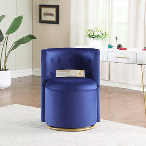 360° Swivel Accent Chair with Storage Function, Velvet Curved Chair with Gold Metal Base for Living Room, Nursery, Bedroom LamCham