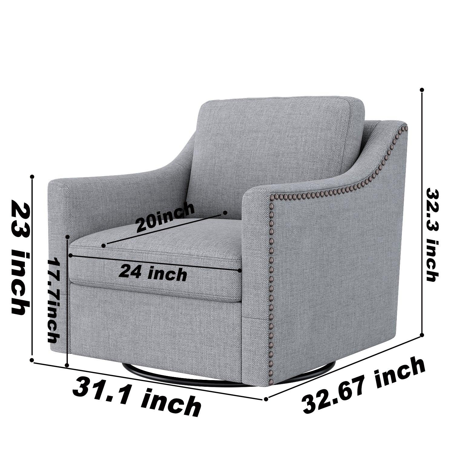 360-degree Swivel Accent Armchair Linen Blend Grey Modern Soft Velvet Material Ergonomics Accent Chair LamCham