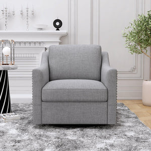 360-degree Swivel Accent Armchair Linen Blend Grey Modern Soft Velvet Material Ergonomics Accent Chair LamCham