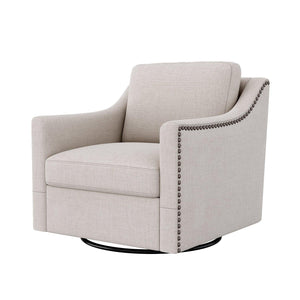 360-degree Swivel Accent Armchair Linen Blend Grey Modern Soft Velvet Material Ergonomics Accent Chair LamCham