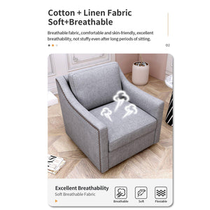 360-degree Swivel Accent Armchair Linen Blend Grey Modern Soft Velvet Material Ergonomics Accent Chair LamCham