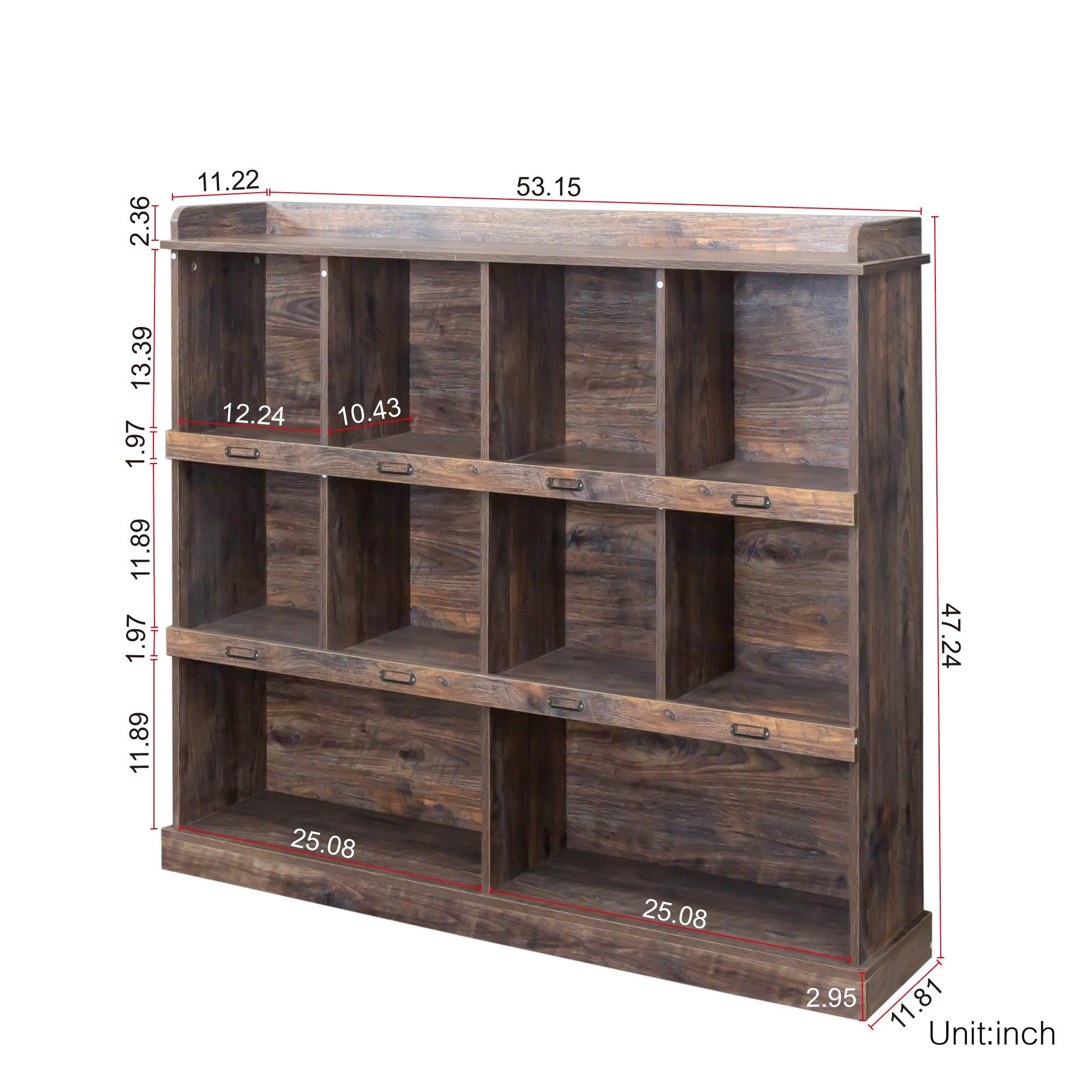 🆓🚛 3-Tier 10-Shelf Bookcase, Espresso