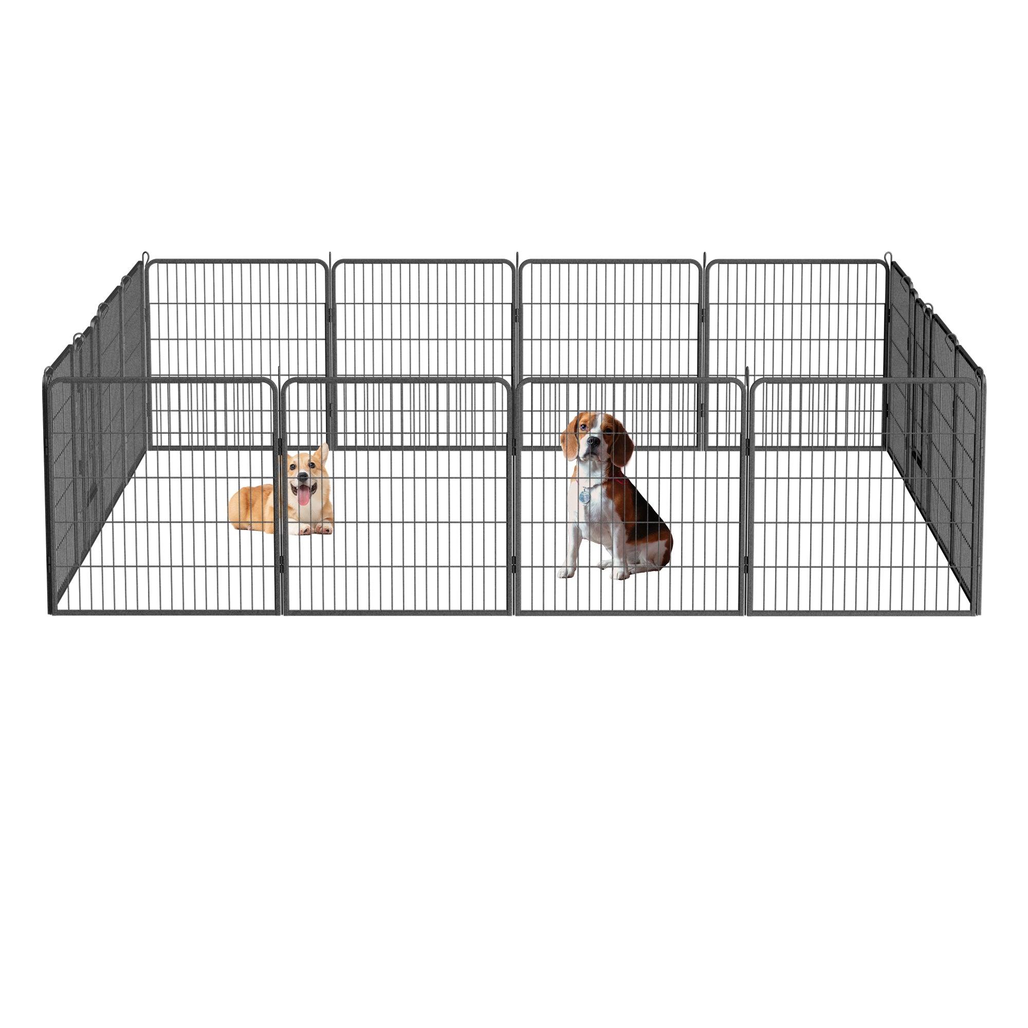 Dog Pens Outdoor 32" Height Foldable 16 Panels Heavy Duty Metal Portable Dog Playpen Indoor Anti-Rust Exercise Dog Fence With Doors For Large/Medium/Small Pets Play Pen For RV Camping Yard