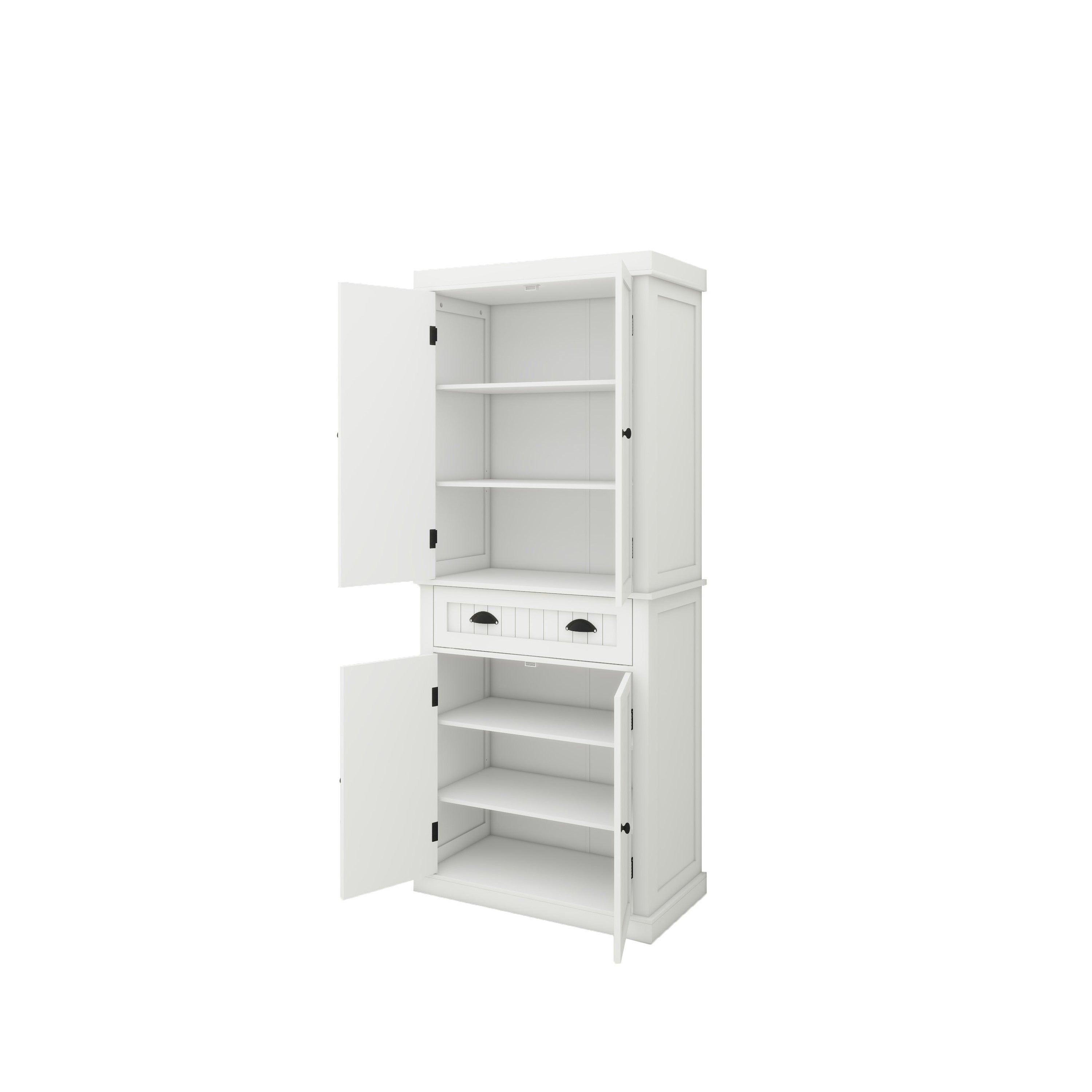 Four doors and a drawer cabinet ordinary slotted models-White