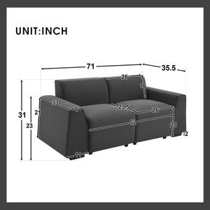 71*35.5" Modern Linen Fabric Sofa, Stylish And Minimalist 2-3 Seat Couch, Easy To Install, Exquisite Loveseat With Wide Armrests For Living Room, Bedroom, Apartment, Office, 2 Colors