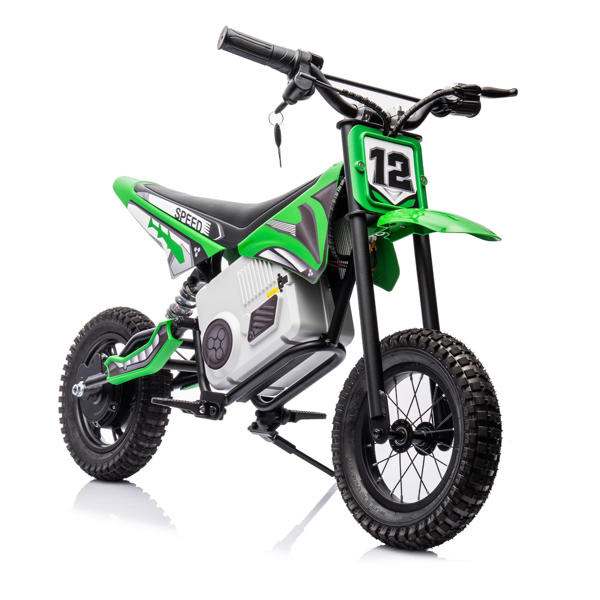 🆓🚛 36V Electric Mini Dirt Motorcycle for Kids, 350W Xxxl Motorcycle, Stepless Variable Speed Drive, Disc Brake, No Chain, Steady Acceleration, Horn, Power Display, Rate Display, 176 Pounds for 50M Or More, Age 14+, Green