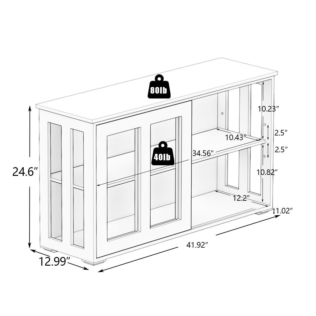 EECHEE Kitchen Storage Stand Cupboard With Glass Door, White