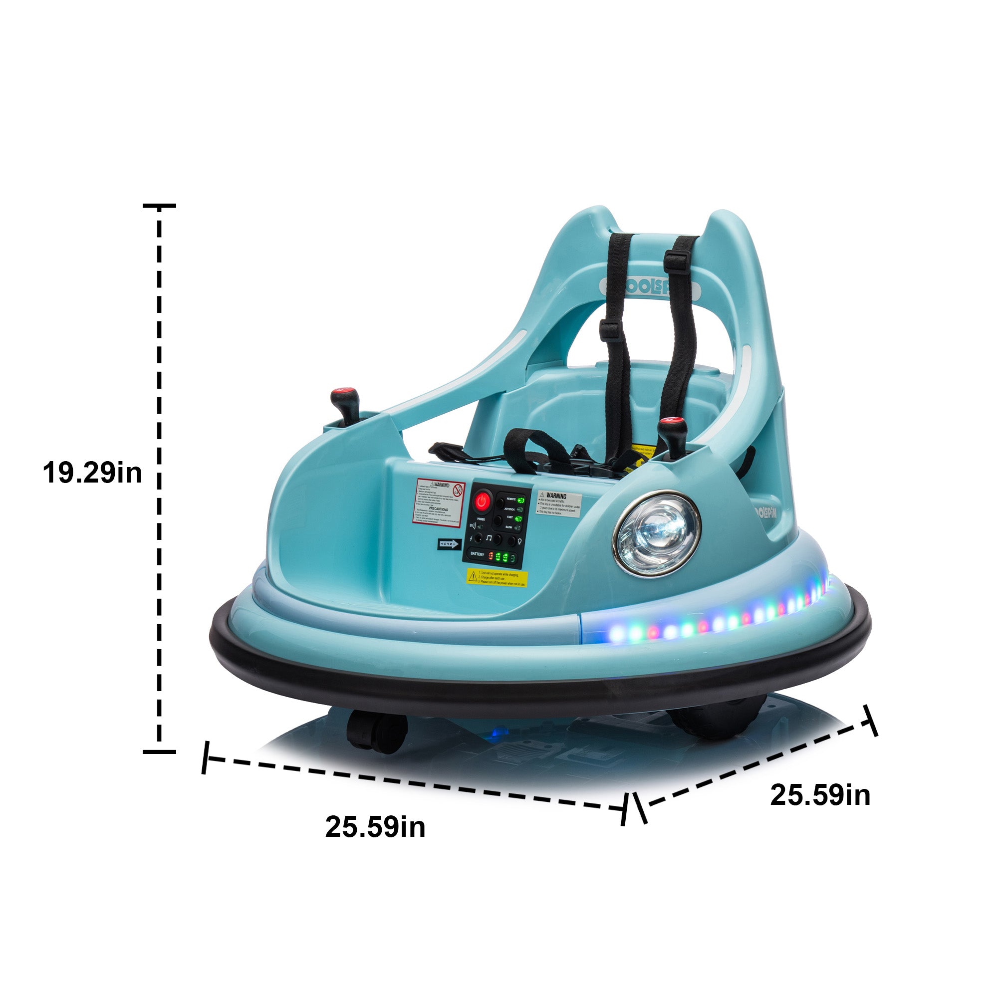 12V Ride On Bumper Car for Kids, Electric Car for Kids, 1.5-5 Years Old, W/Remote Control, Led Lights, Bluetooth & 360 Degree Spin, Vehicle Body With Anti-Collision Padding
Five-Point Safety Belt, 2Wd