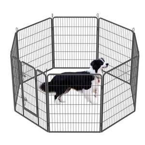 Heavy Duty Dog Pens Outdoor Dog Fence Dog Playpen For Large Dogs, 40" Dog Kennel Outdoor Pet Playpen With Doors 8 Panels Metal Exercise Pens Puppy Playpen Temporary Camping Fence For The Yard