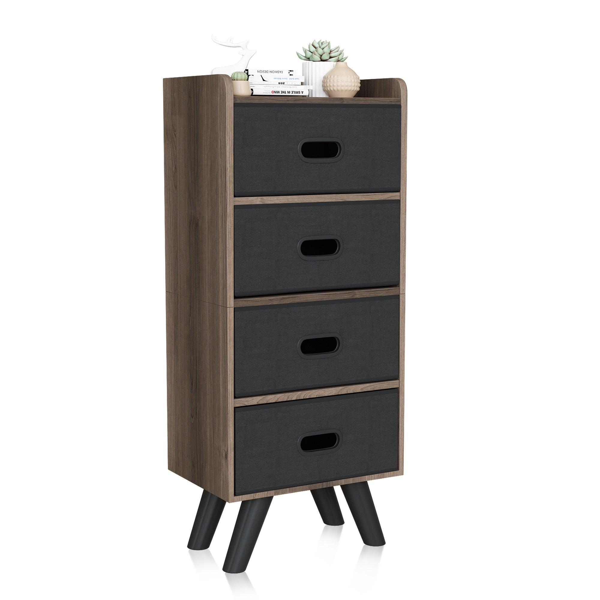4 Drawer Fabric Dresser Storage Tower, 4-Tier Wide Drawer Dresser, Fabric Storage Tower With Handrail And Removable Drawers, Organizer Unit For Bedroom, Closet, Entryway, Hallway, Nursery Ro LamCham
