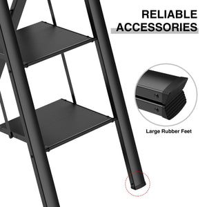 4 Step Ladder, Retractable Handgrip Folding Step Stool With Anti-Slip Wide Pedal, Aluminum Step Ladders 4 Steps, 300Lbs Safety Household Ladder LamCham